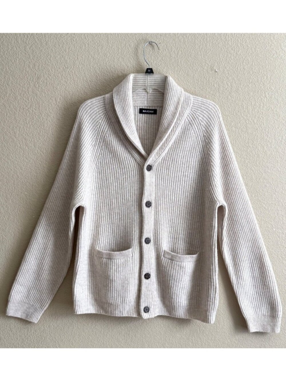 NAADAM Men's Shawl Collar Cashmere Cardigan Sweater Oatmeal Luxury